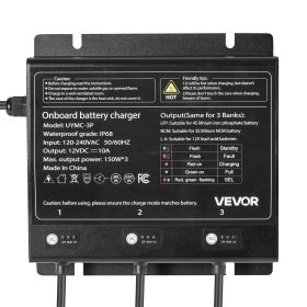 3-Bank 10A 12V Smart Marine Battery Charger Onboard IP68 Waterproof Boat RV