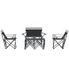4 Piece Folding Camping Table and Chairs, Outdoor Lawn Chair Set w/ Table, Cup Holders for Hiking, Picnic, Grey