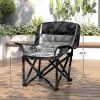 Outsunny Padded Camping Chair for Adults, Portable Folding Camping Chair with Side Pockets, Cup Holders, Carry Bag, Gray