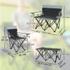 4 Piece Folding Camping Table and Chairs, Outdoor Lawn Chair Set w/ Table, Cup Holders for Hiking, Picnic, Grey