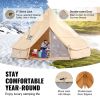 VEVOR 10-12 Person Canvas Glamping Bell Tent, Breathable Waterproof Yurt Tent with Stove Jack and Detachable Side Wall for Family Camping