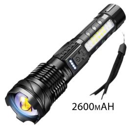 Tactical Flashlight - Military-Grade Aluminum Alloy & ABS, Zoomable Beam with 5 Modes for Camping, Hiking & Emergency Use (Battery capacity: 2600 mAh)