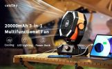 Portable Camping Fan with 20000mAh Battery 4 LED Lights 8 Speed Settings Rechargeable Outdoor Tent Fan with Hook Quiet USB Fan for Camping Hiking Emer