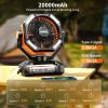 Portable Camping Fan with 20000mAh Battery 4 LED Lights 8 Speed Settings Rechargeable Outdoor Tent Fan with Hook Quiet USB Fan for Camping Hiking Emer